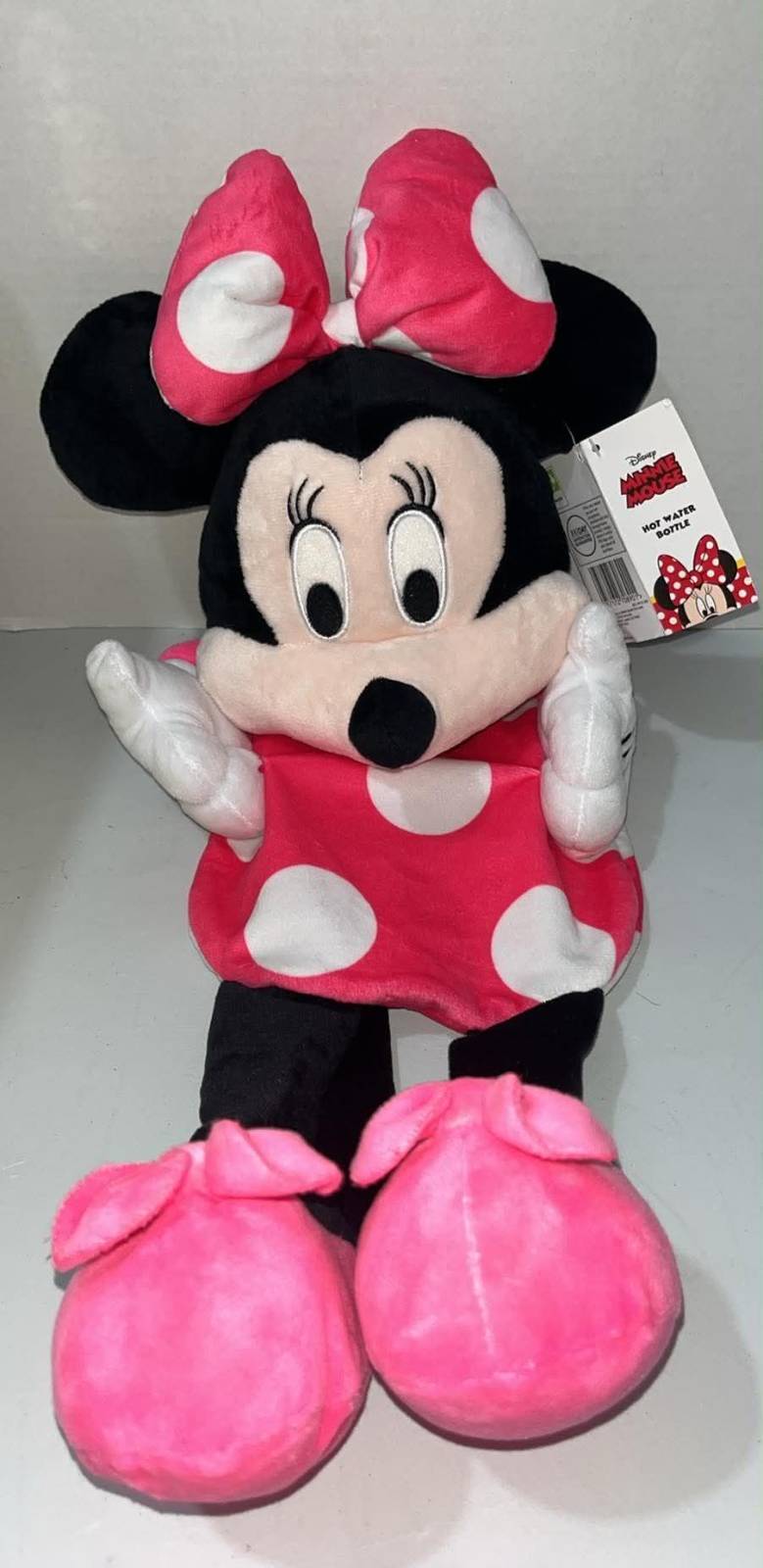Disney Minnie Mouse Hot Water Bottle Cover with Pink Polka Dot Dress and Bow