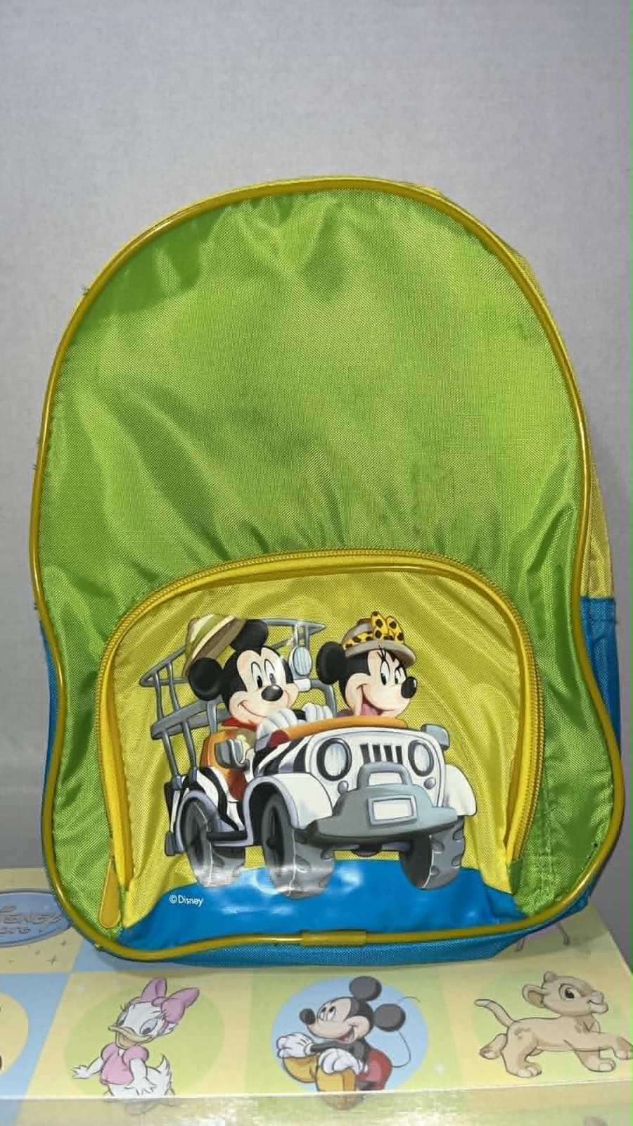 Disney Mickey and Minnie Mouse Kids Backpack Green Yellow Blue